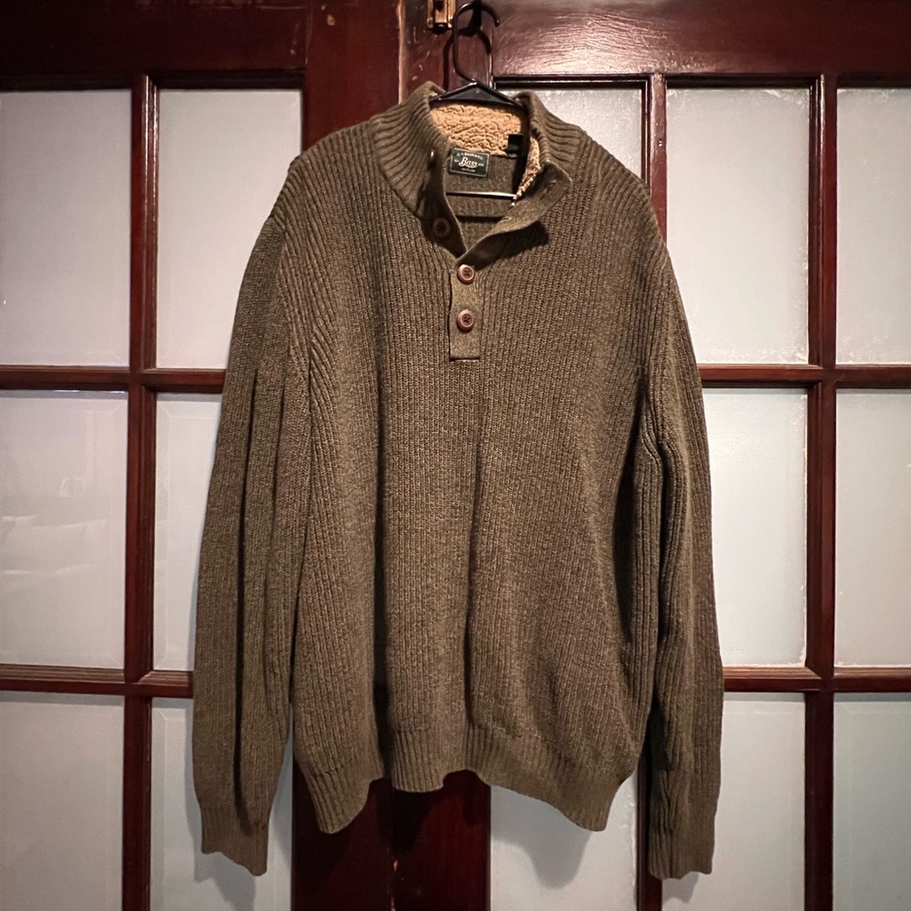 G.H. Bass & Co - 1/4 Button Knit Sweater - MENS XXL - Green
